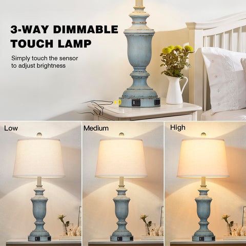 Cinkeda lamp with USB-C port for night charging at a bedside table