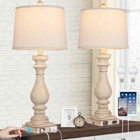 Cinkeda 29-inch tall table lamp set enhances living room lighting with balanced glow