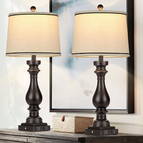 Cinkeda 29-inch tall table lamp pair for living room ambience