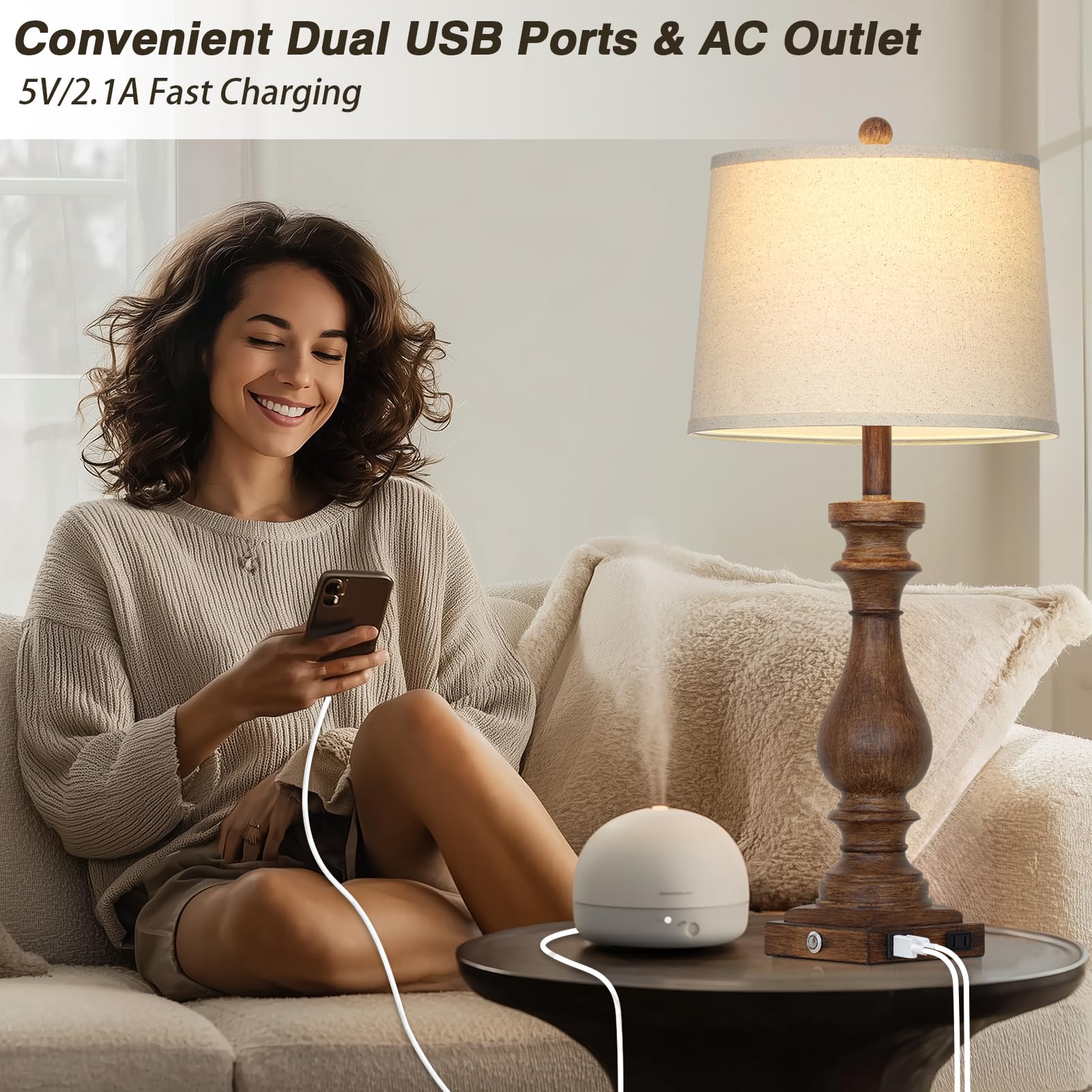 Cinkeda 3-way dimmable touch bedside lamp for customizable mood lighting.