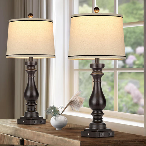 Cinkeda farmhouse rustic black lamps add timeless bedroom charm