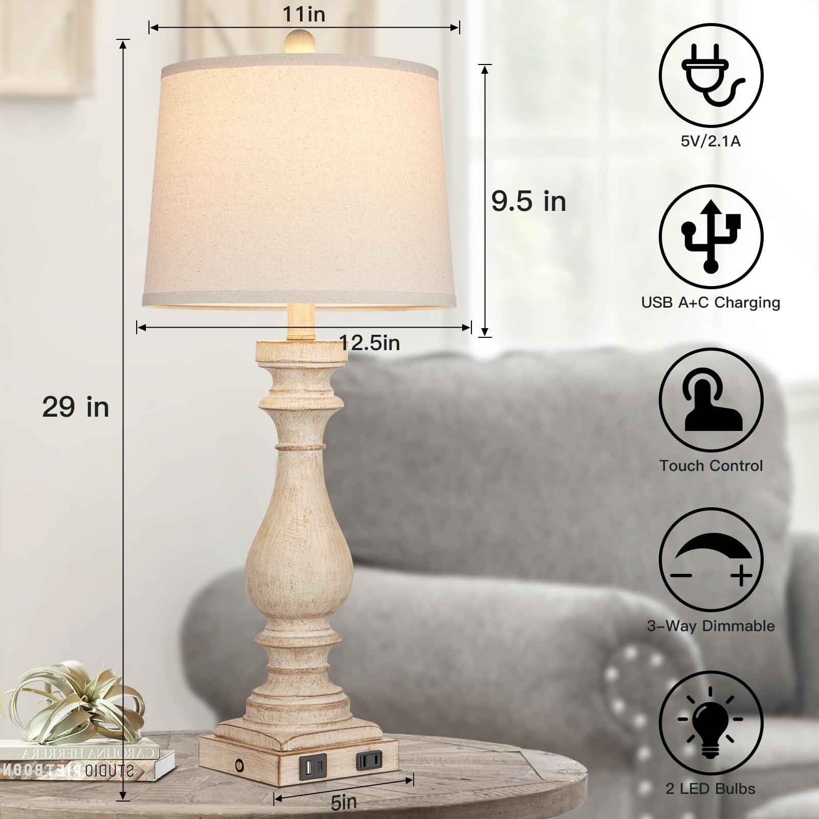 Cinkeda three-way dimmable touch control lamp for adaptable ambient lighting
