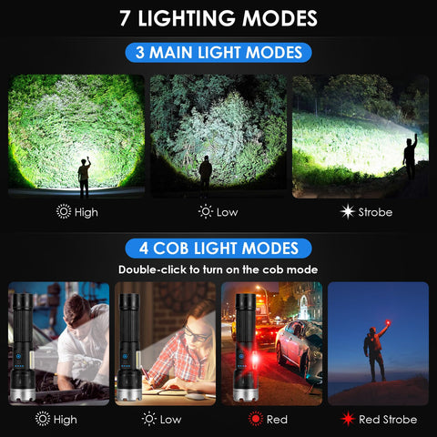 Cinlinso flashlight offering seven modes for versatile indoors and outdoors