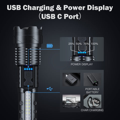 Cinlinso flashlight with lanyard and pocket clip for portable carry.
