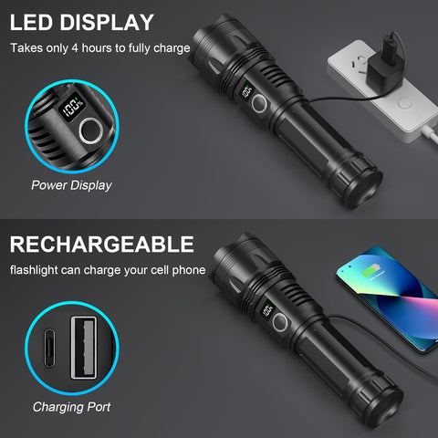 Cinlinso LED flashlight USB-C fast charging for quick power