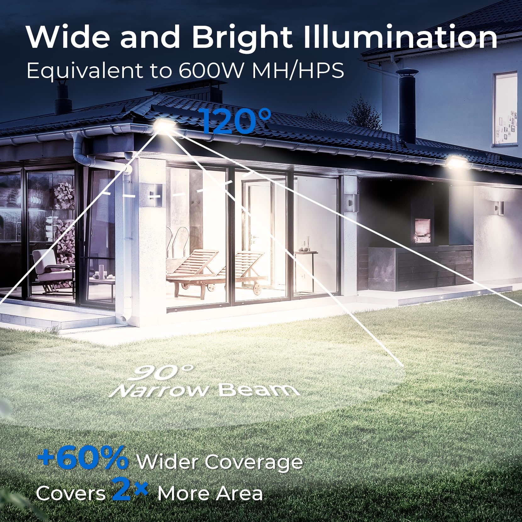 CINOTON 120W flood light, wall mounting option for exterior walls.