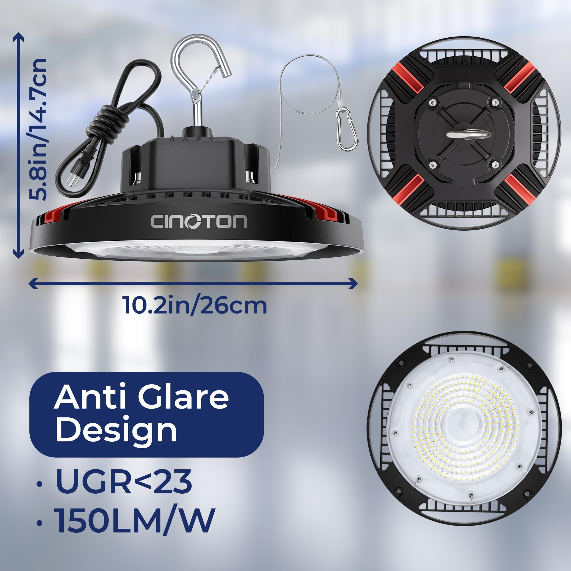 CINOTON 160W UFO high bay light with die cast aluminum housing for heat dissipation
