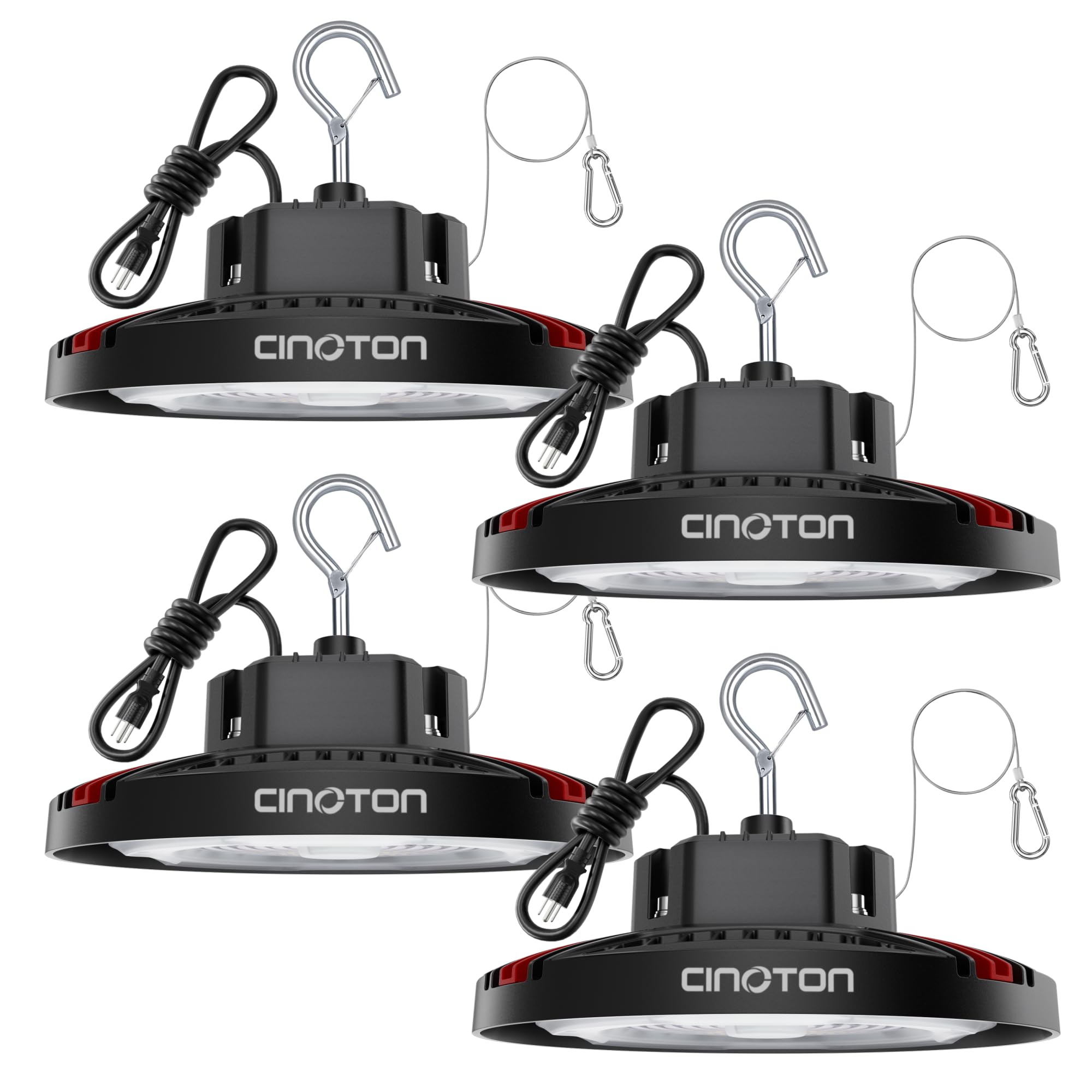 CINOTON 160W UFO high bay light front view showing bright warehouse lighting advantages