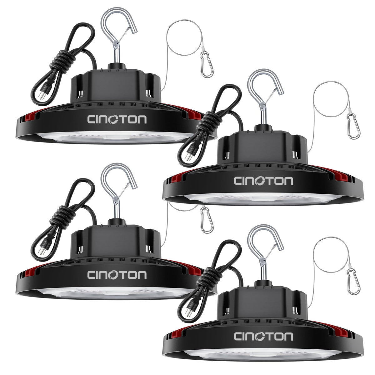 CINOTON 160W UFO high bay light front view showing bright warehouse lighting advantages