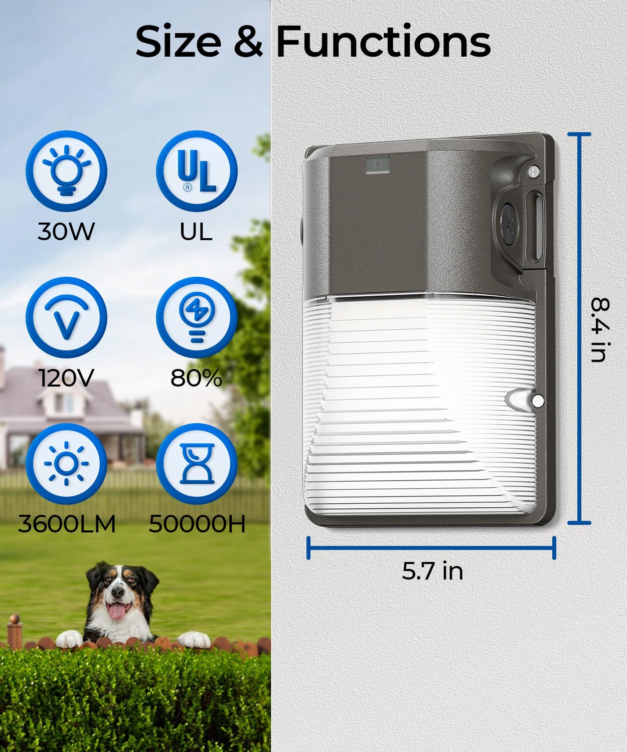 CINOTON 30W Wall Pack Light IP65 protection resists rain and snow.