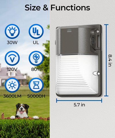 CINOTON 30W Wall Pack Light IP65 protection resists rain and snow.