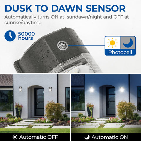 CINOTON dusk-to-dawn sensor outdoor lighting for automatic security