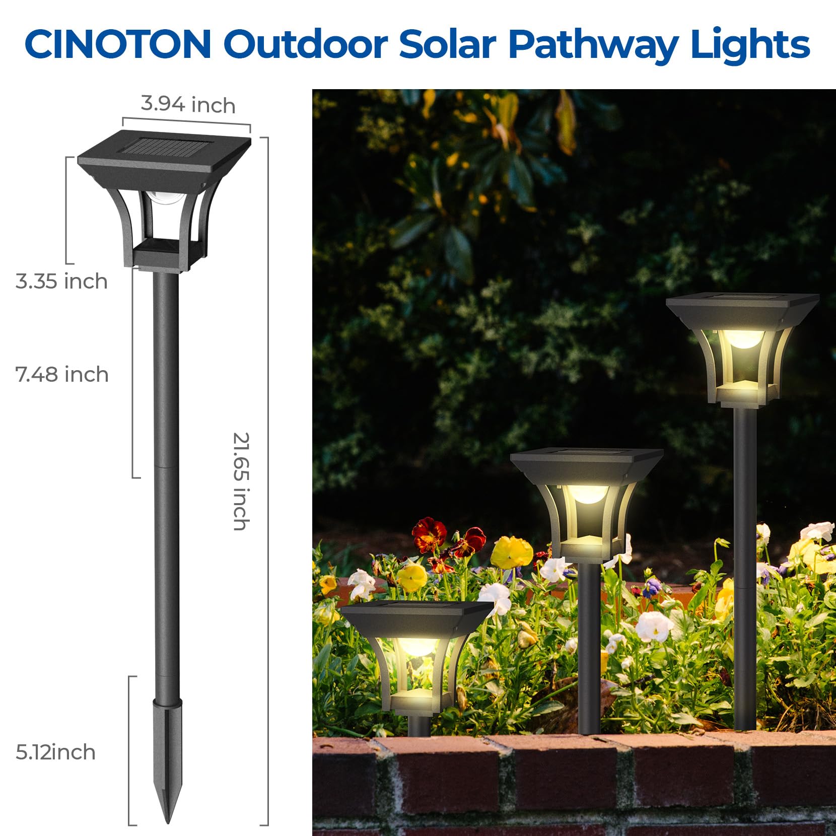 CINOTON solar lights offer energy efficient and maintenance-free decoration