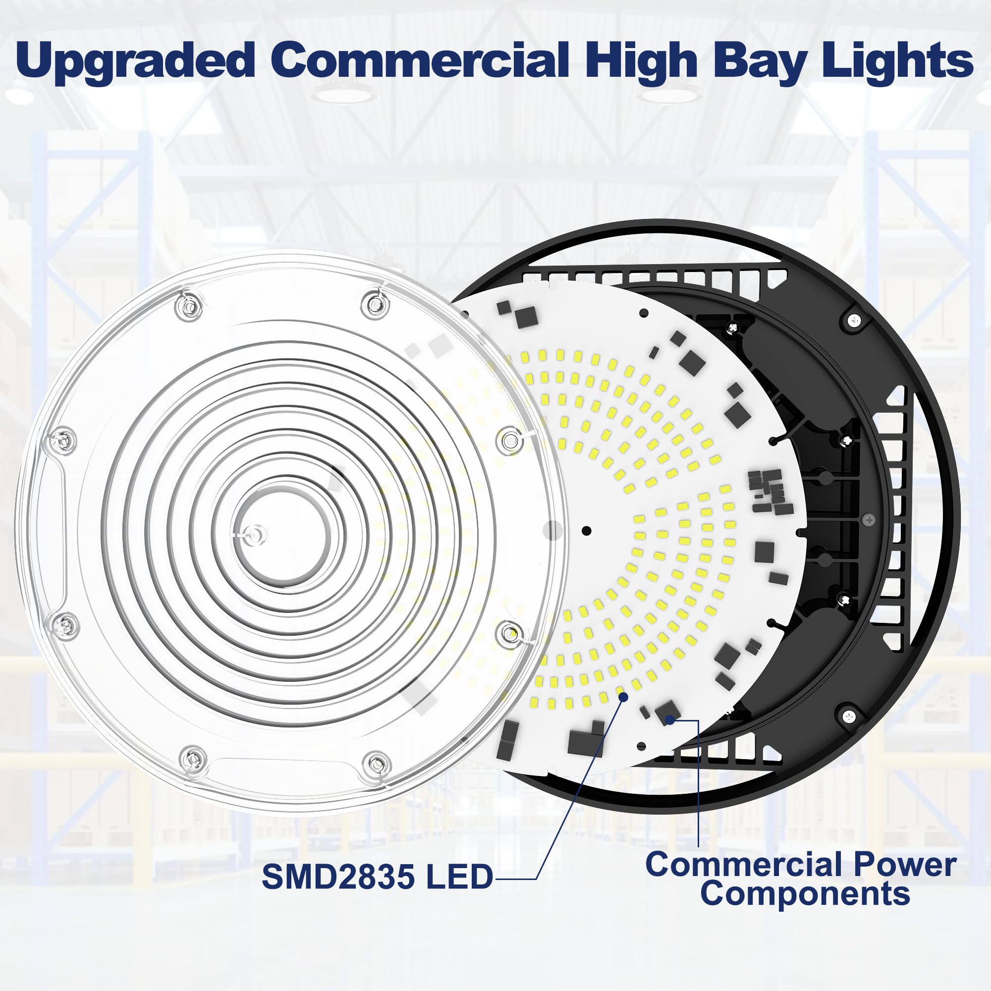 Cinoton UFO high bay light with safety chain included for easy installation.