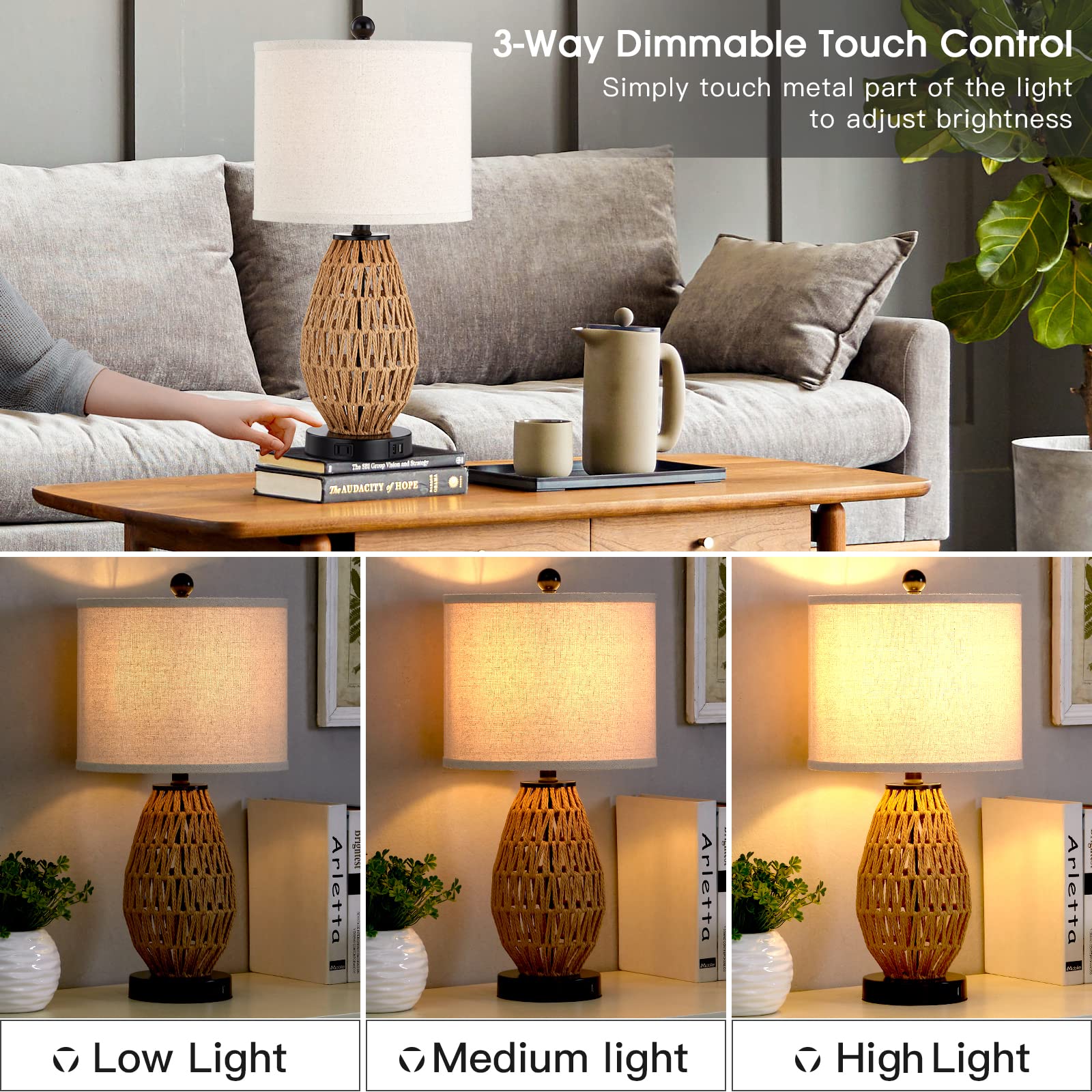 CINSARY woven rattan shade lamp showcases handmade craftsmanship and natural warmth