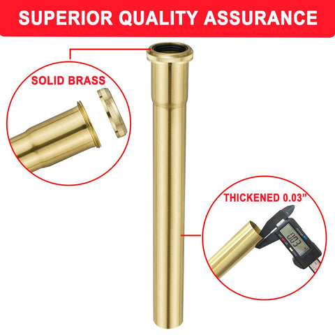 Cinsda brushed gold extension tube installed under sink for smooth drainage