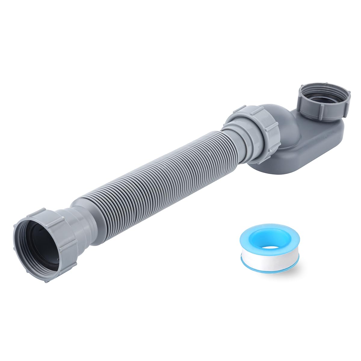 Cinsda low-profile P-trap in compact installation for tight freestanding tub spaces