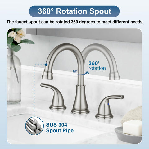 Cinwiny 3-hole installation faucet suitable for adjustable sink spacing
