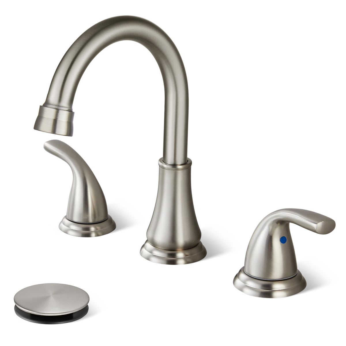 Cinwiny widespread faucet in brushed nickel finish for modern bathrooms