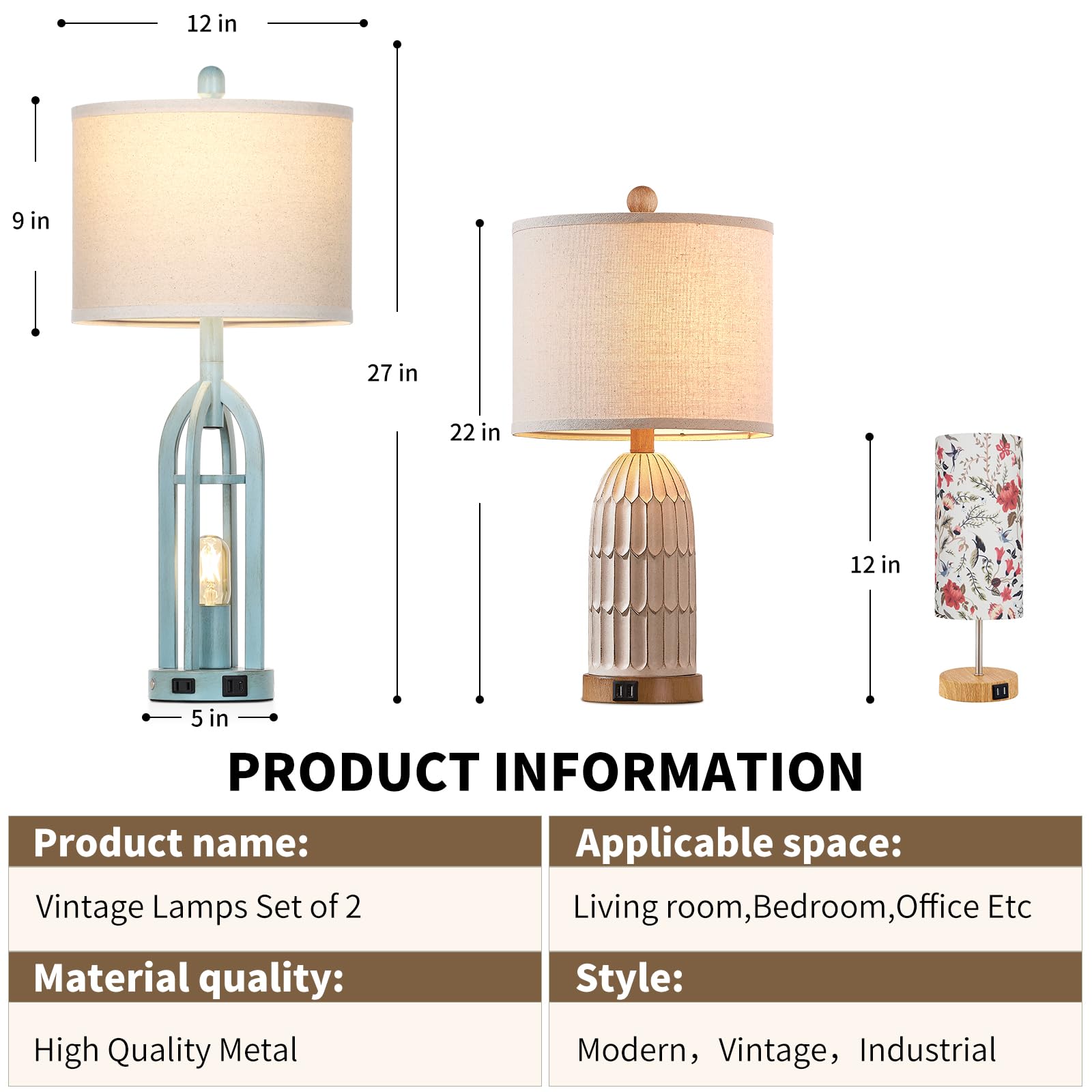 Cinyirong farmhouse lamps suit living room or entryway with vintage charm