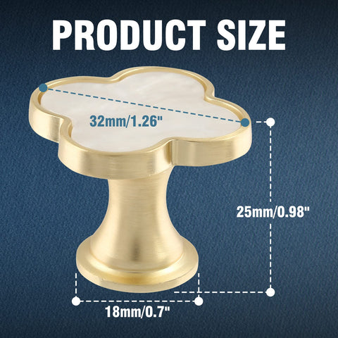 Cionyce Clover knob with gold base detail for premium look.