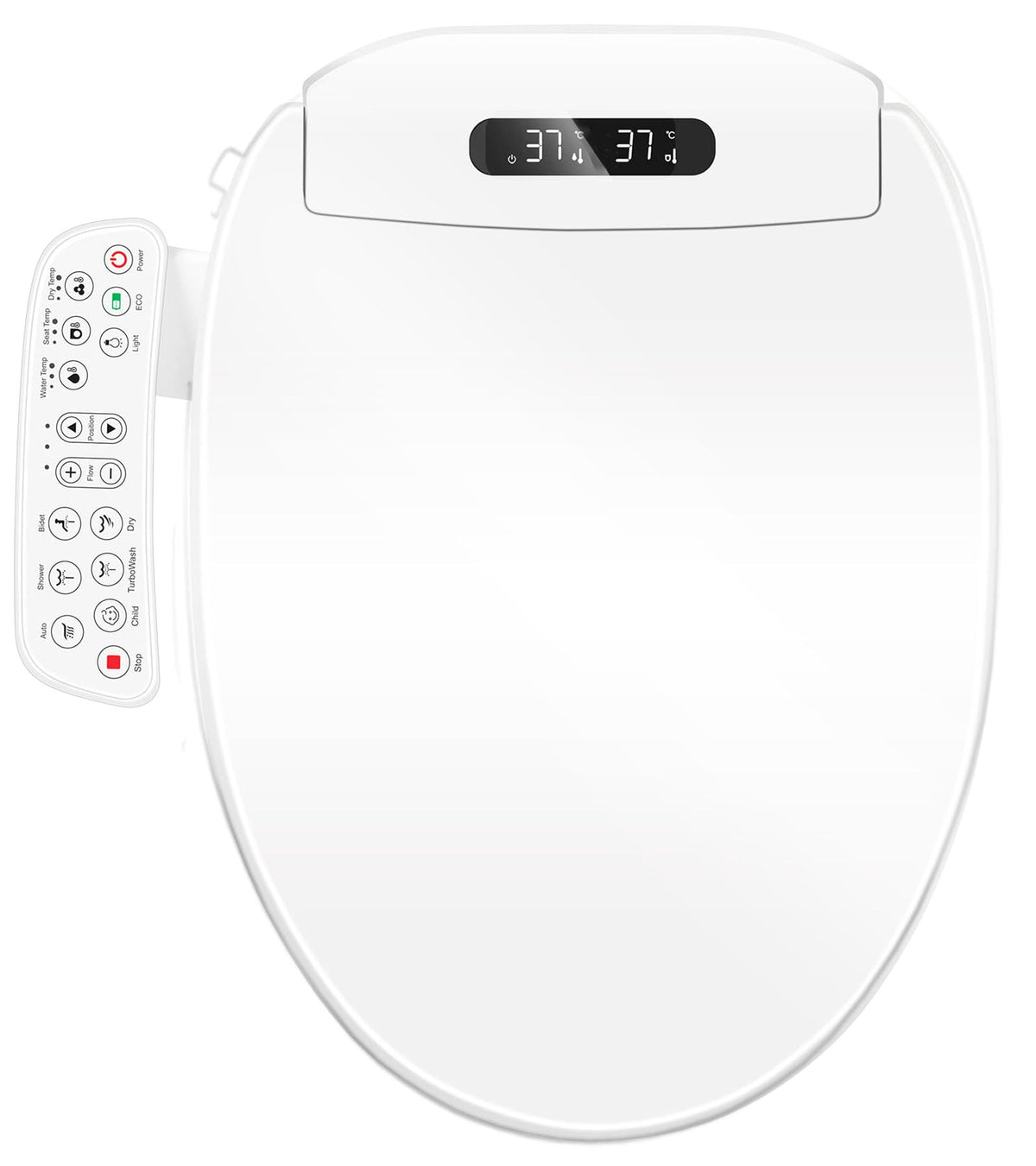 Cioreznt electric bidet seat with elongated heated seat for cold mornings.
