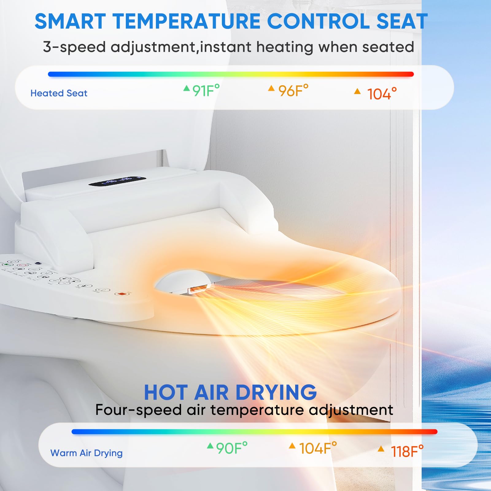 Cioreznt bidet seat self-cleaning stainless steel nozzle promotes hygiene.