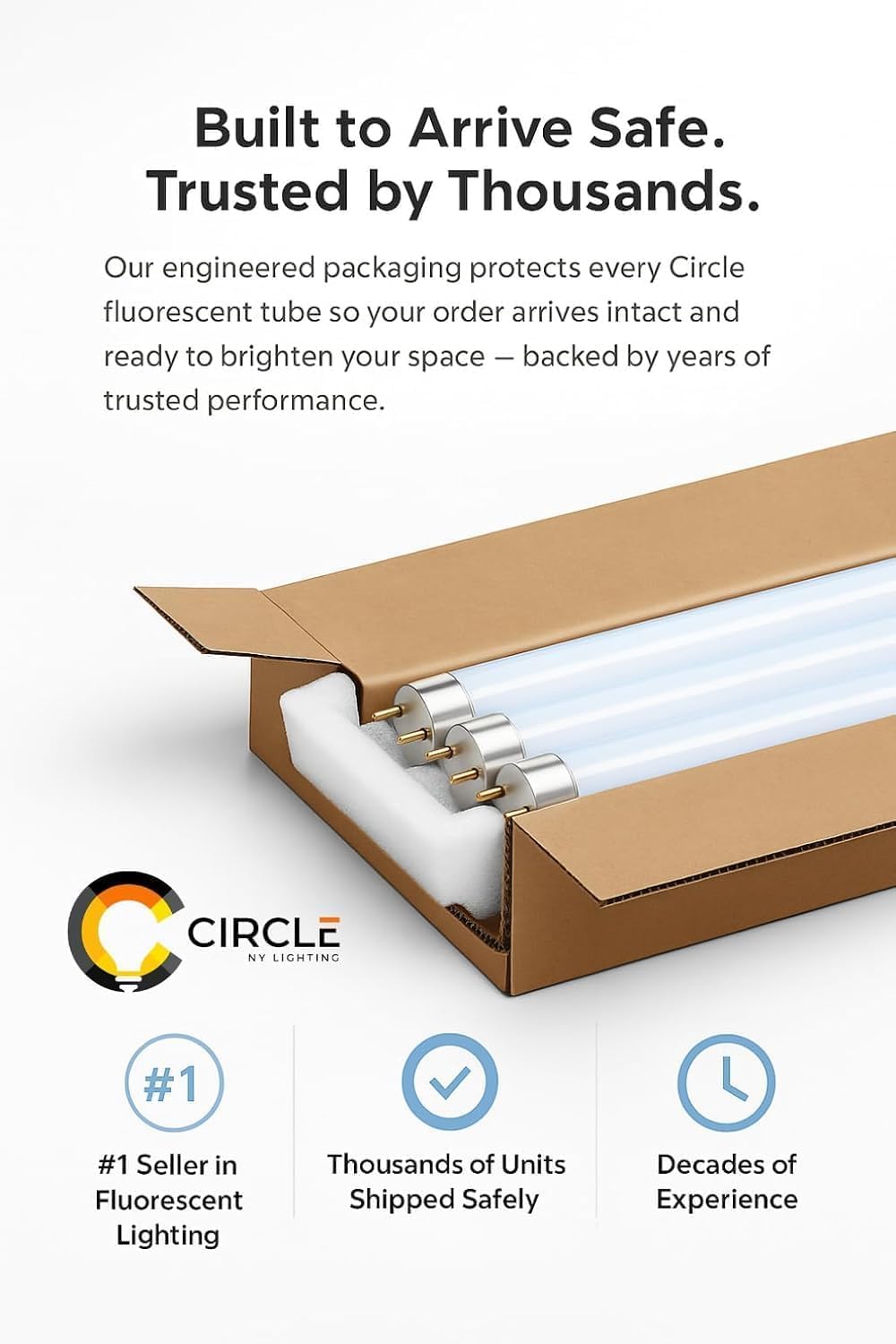 Circle packaging keeps bulbs secure and unbroken in transit