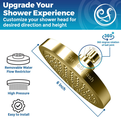 CircleSplash adjustable brass ball joint allows flexible shower alignment