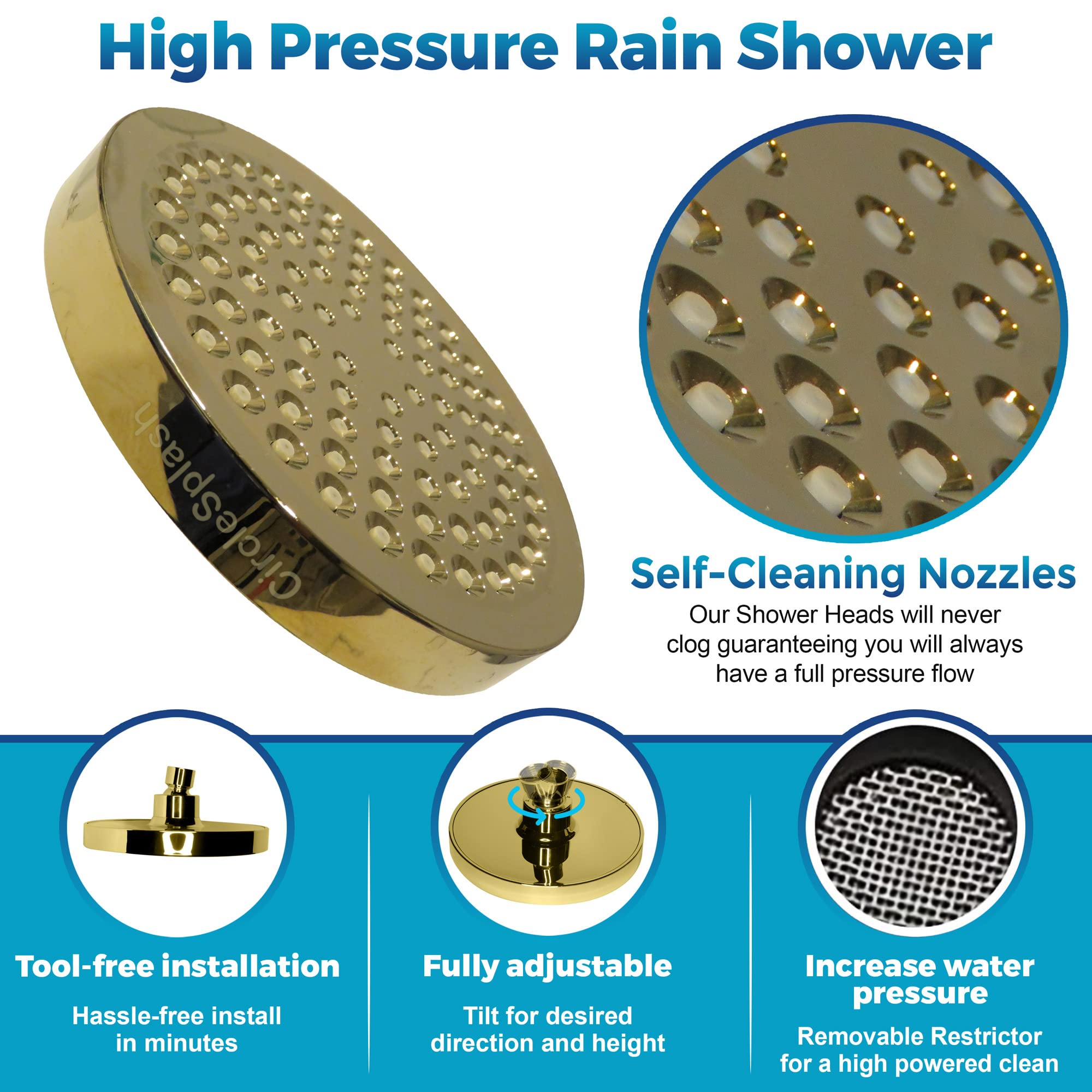CircleSplash anti-clogging silicone nozzles reduce buildup for smooth, consistent spray