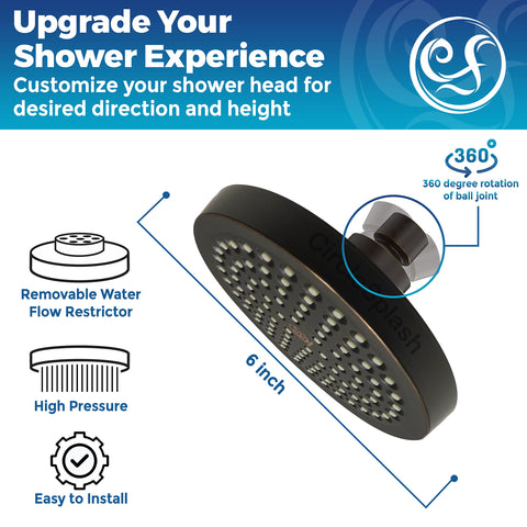 CircleSplash anti-clogging silicone nozzles reduce buildup for smoother showers.