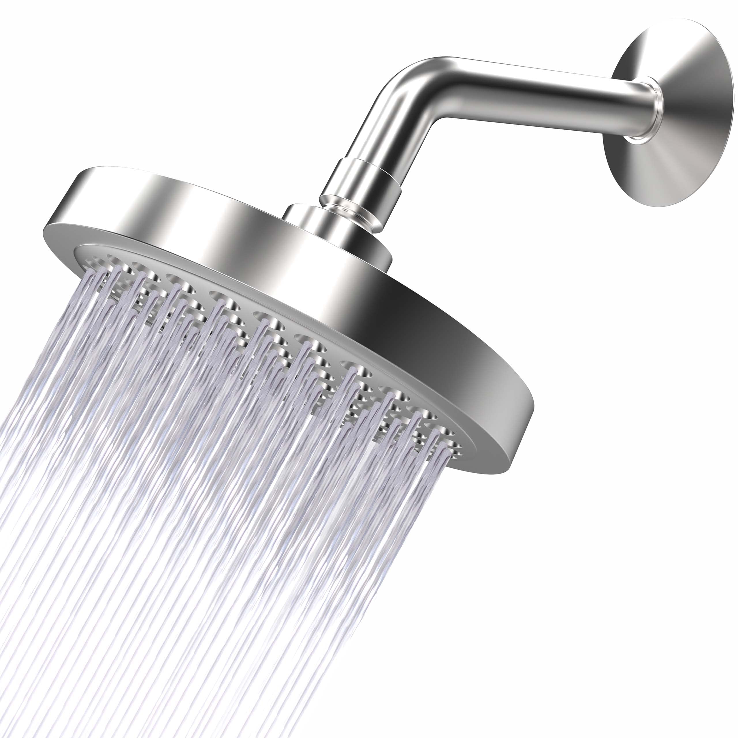 CircleSplash classic chrome face plate delivers wide coverage for a spa-like shower.