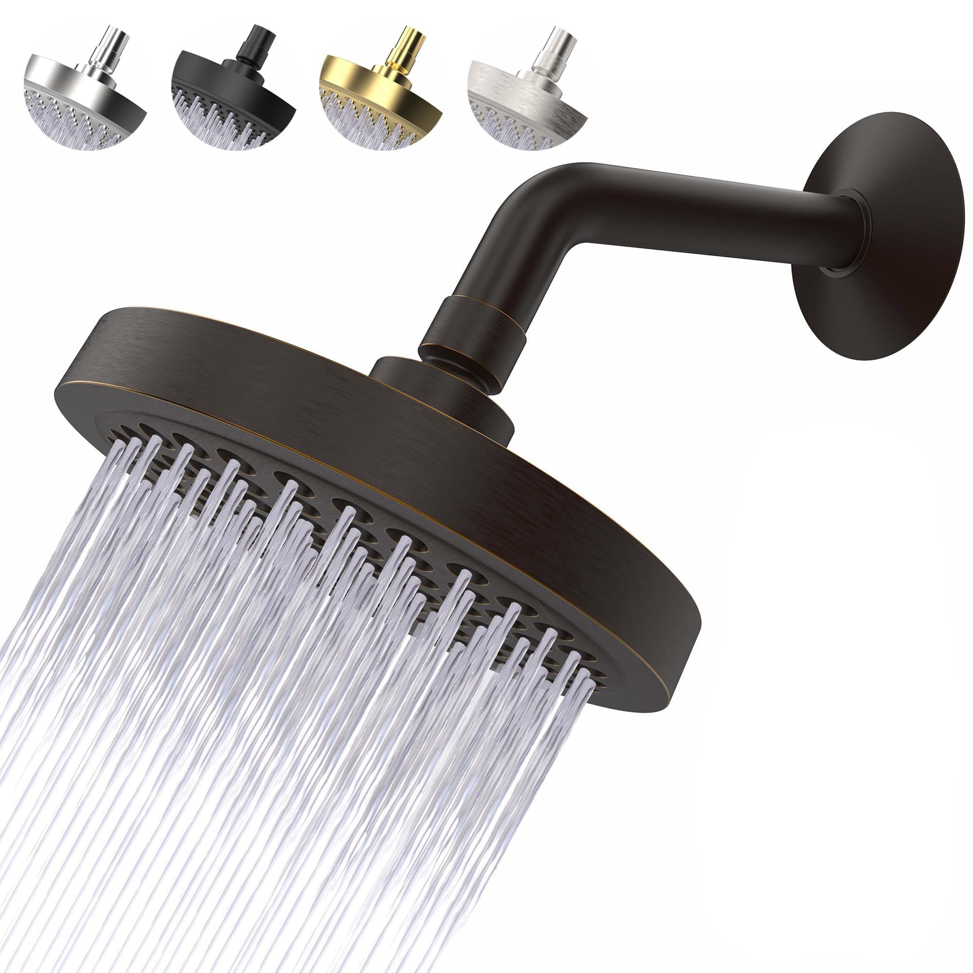 CircleSplash high pressure shower head with 6-inch face plate for a wide, revitalizing spray.