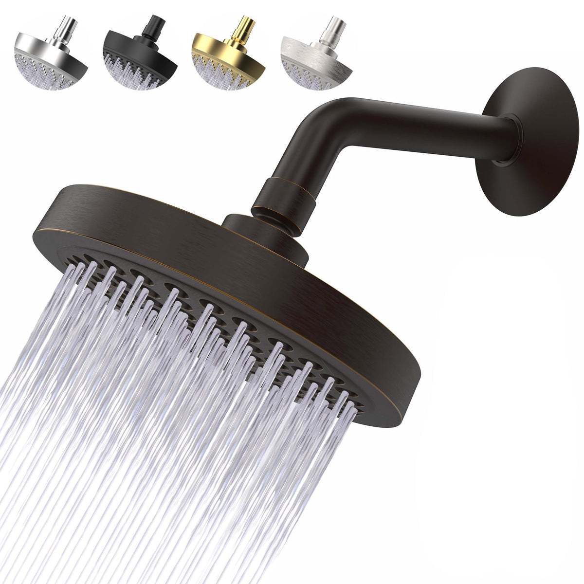 CircleSplash high pressure shower head with 6-inch face plate for a wide, revitalizing spray.