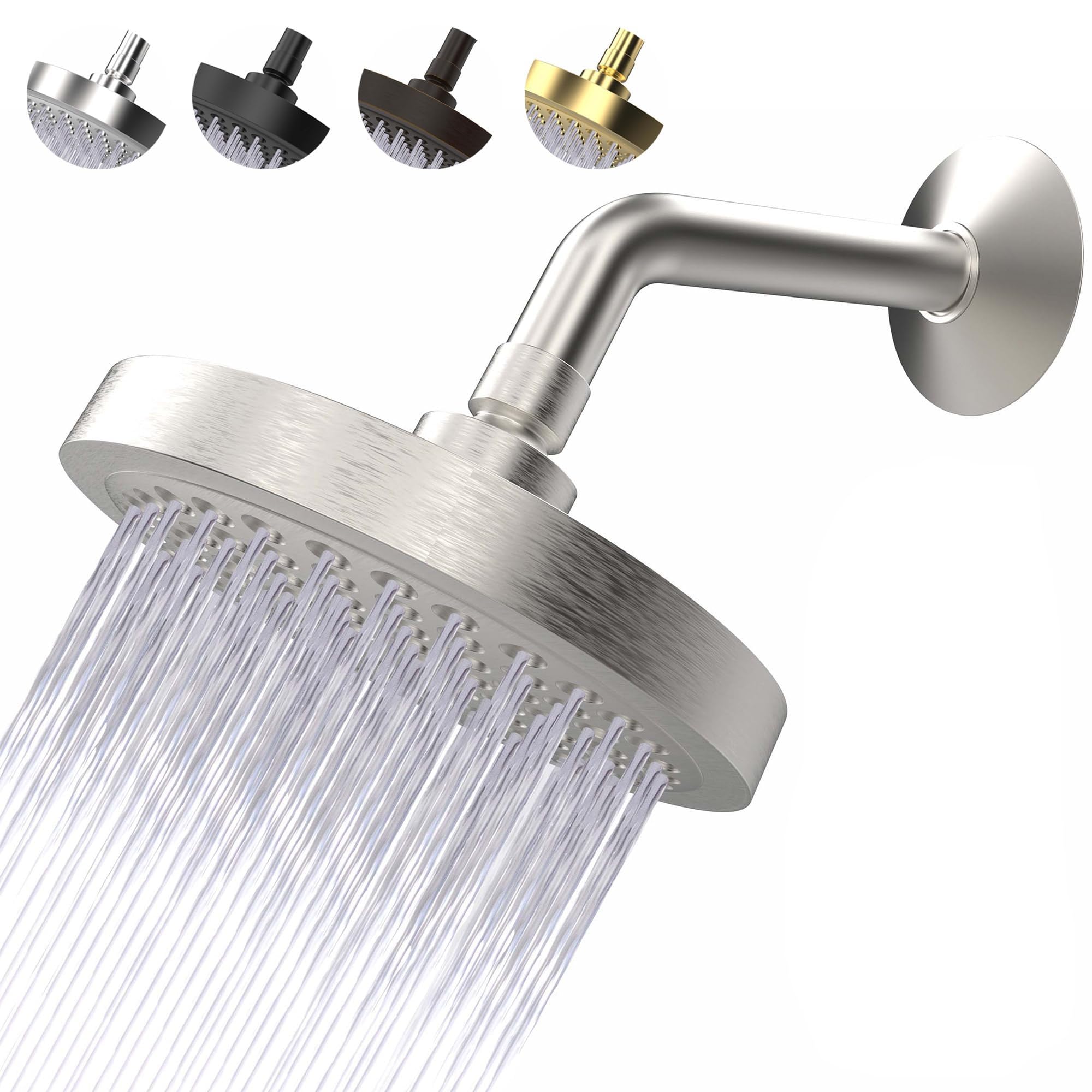 CircleSplash high-pressure shower head with 6-inch face for full-body coverage.