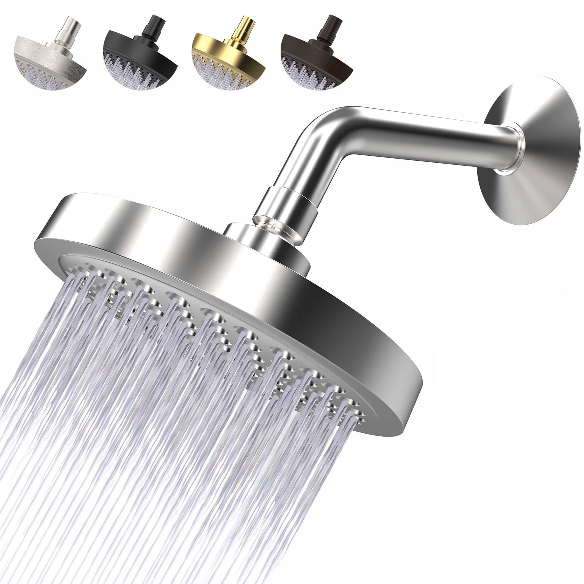 CircleSplash showerhead with 6-inch face for broad coverage.