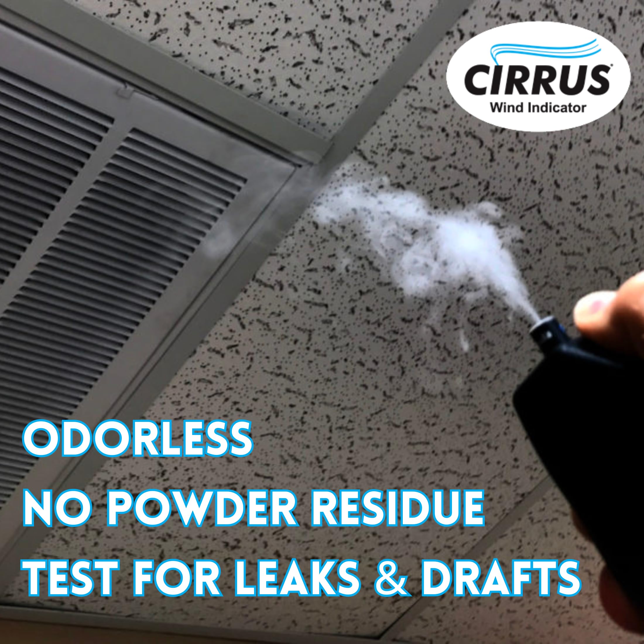 Cirrus wind indicator used outdoors to reveal airflow patterns around vents.