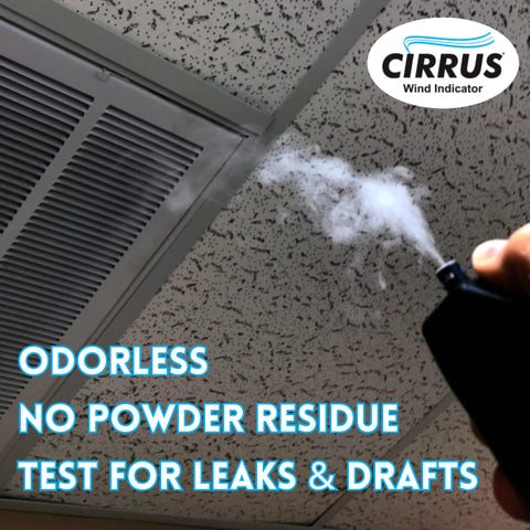 Cirrus wind indicator used outdoors to reveal airflow patterns around vents.
