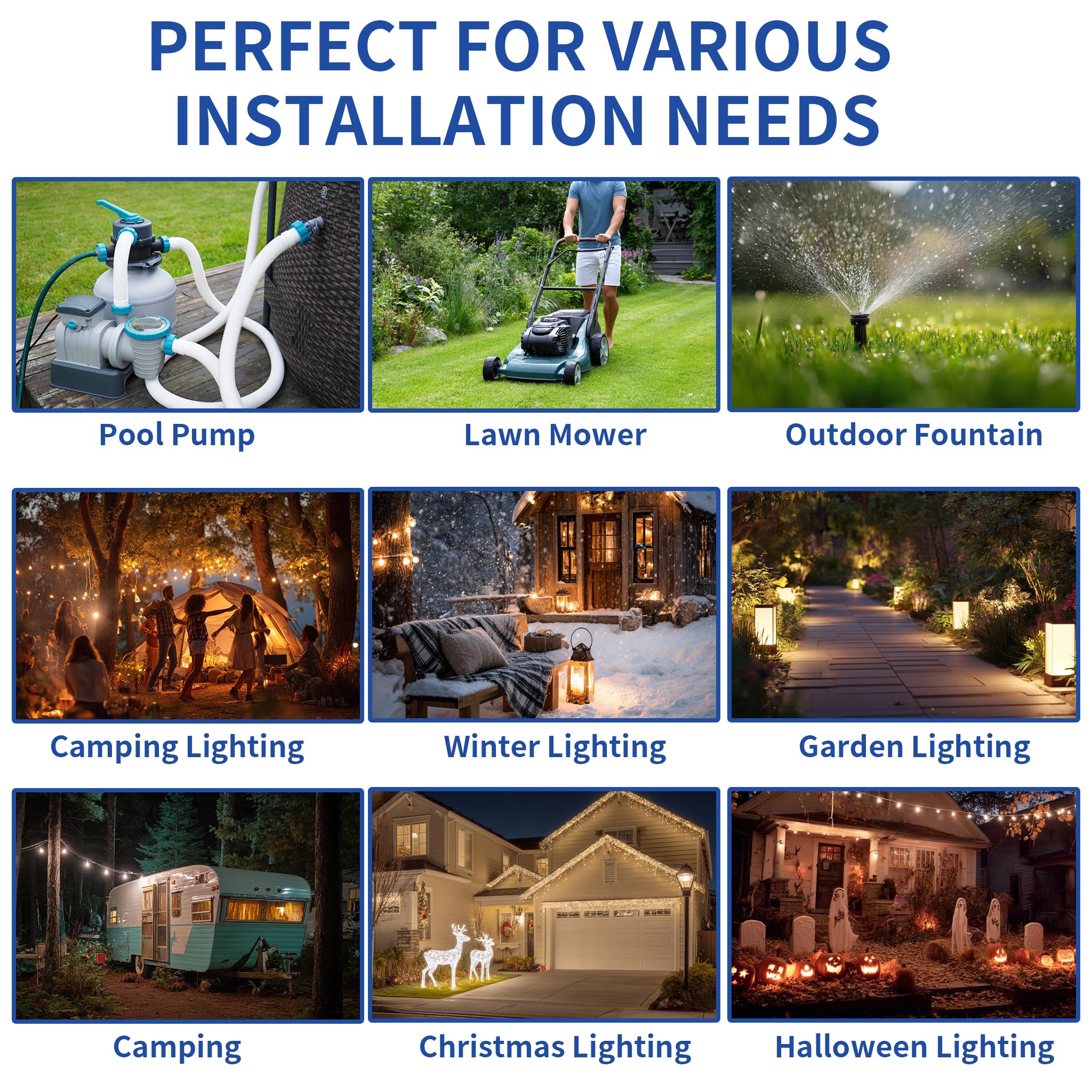 Cismorvex compatible with 12/14/16 AWG cords, offering versatile outdoor protection.