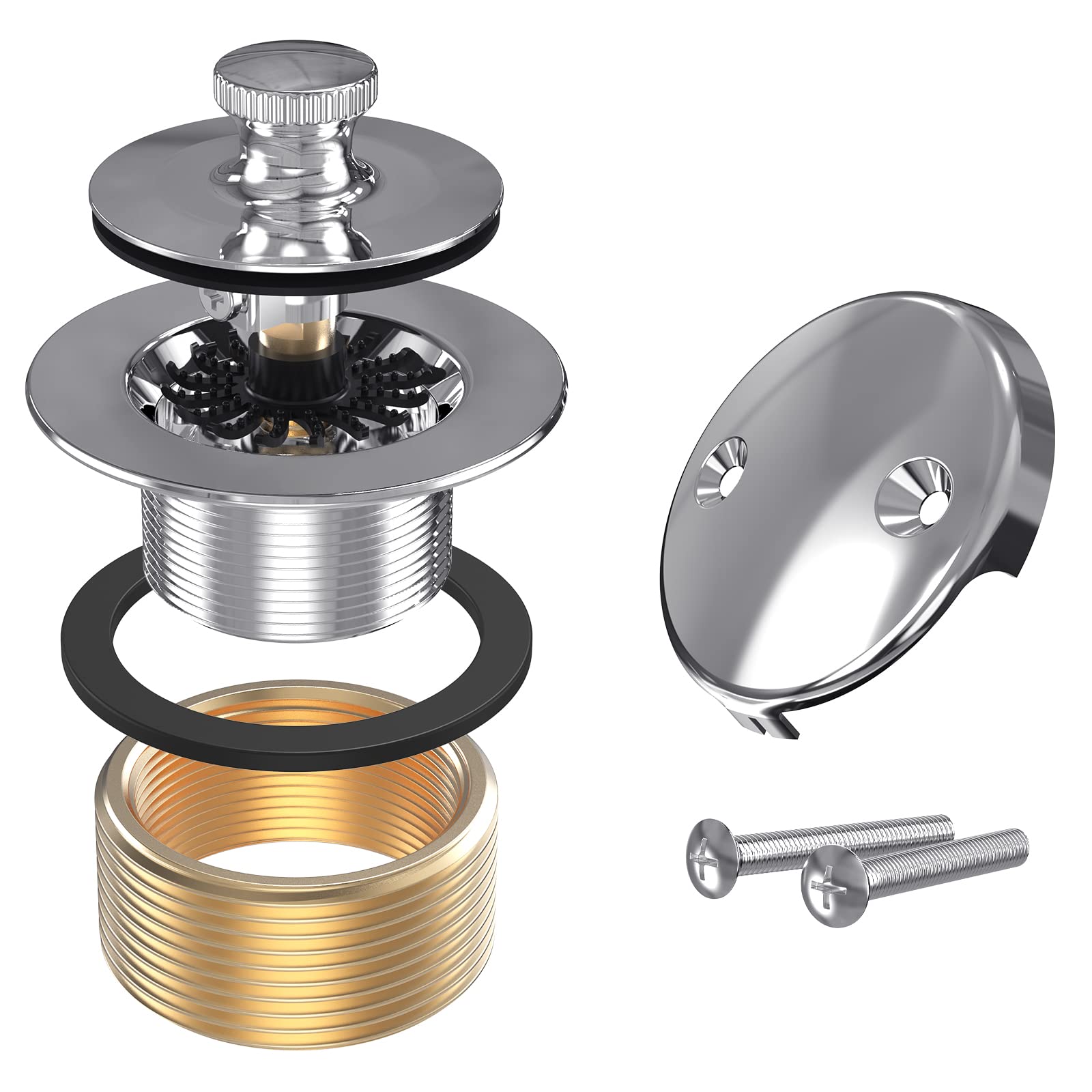 Citymoor all-metal lift-and-turn bathtub drain kit in chrome, sturdy and easy to use.