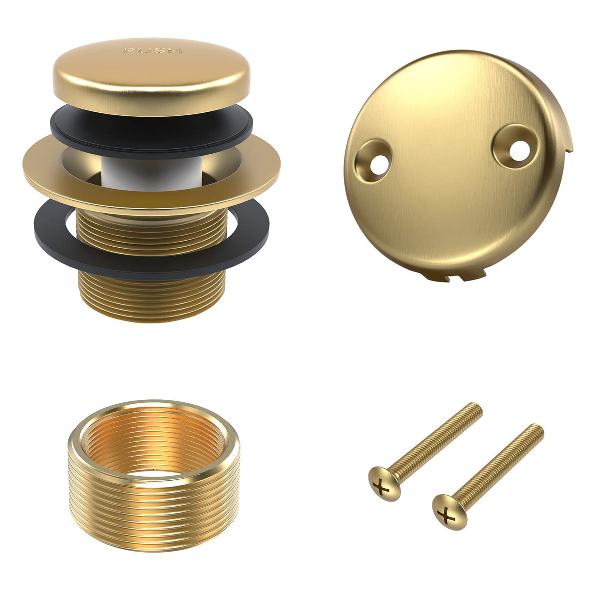 Citymoor all-metal tip-toe bathtub drain in brushed gold, durable for wet-bath use.