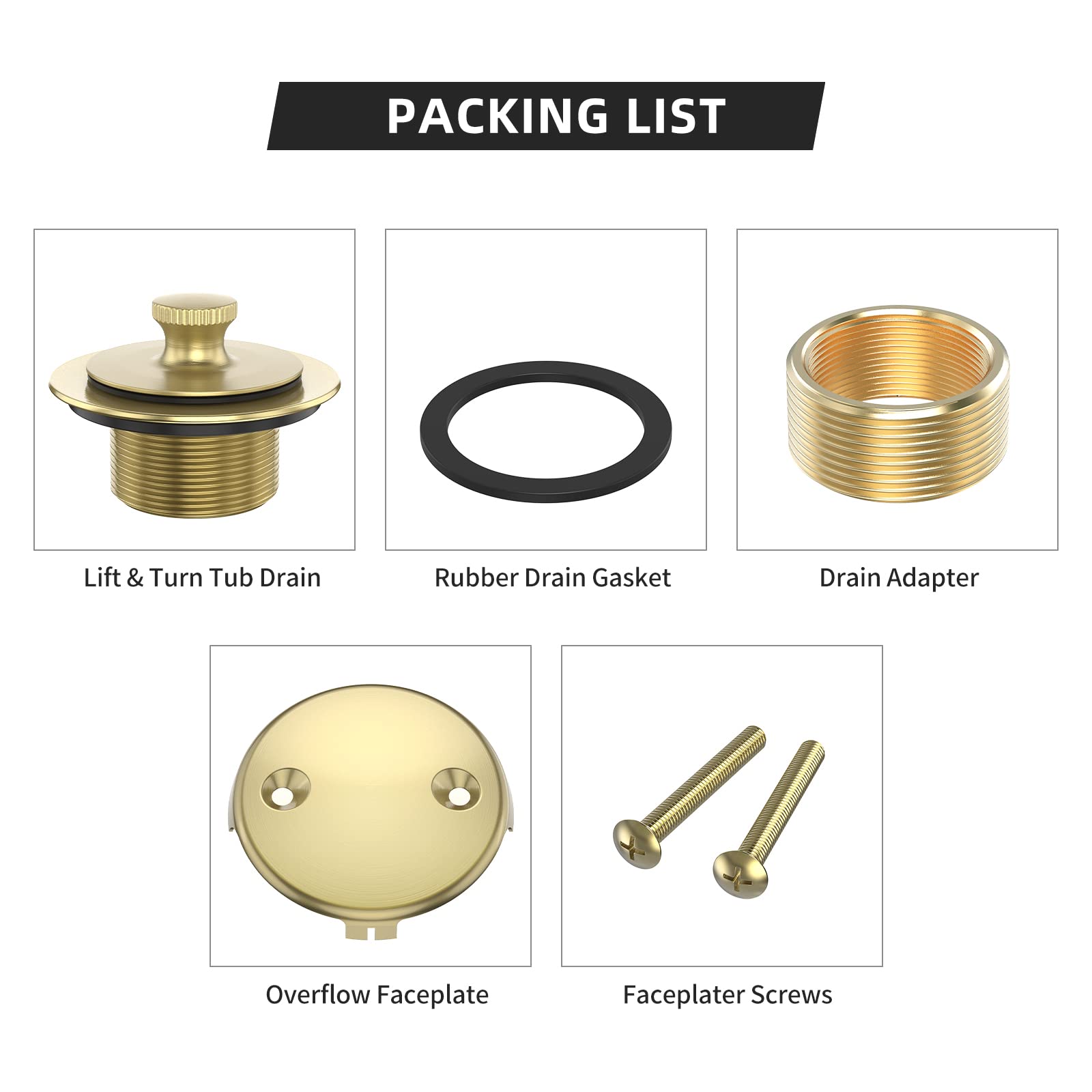 Citymoor brushed gold all-brass construction offers corrosion resistance in wet bathrooms.