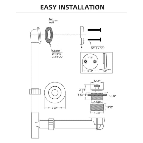 Citymoor brushed gold drain kit shown for easy tub replacement and universal suitability.