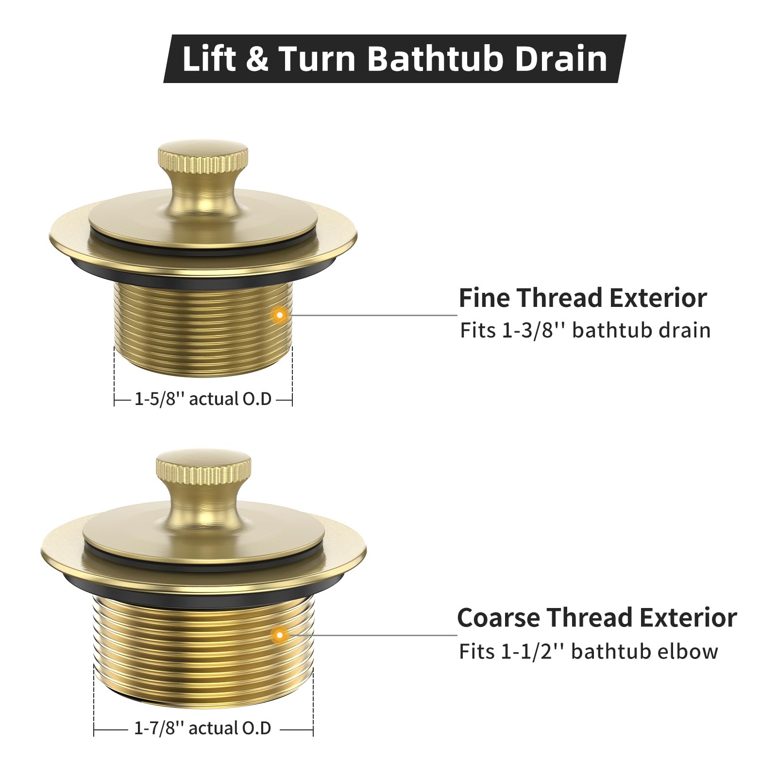 Citymoor brushed gold drain includes a hair filter to help reduce clogs.
