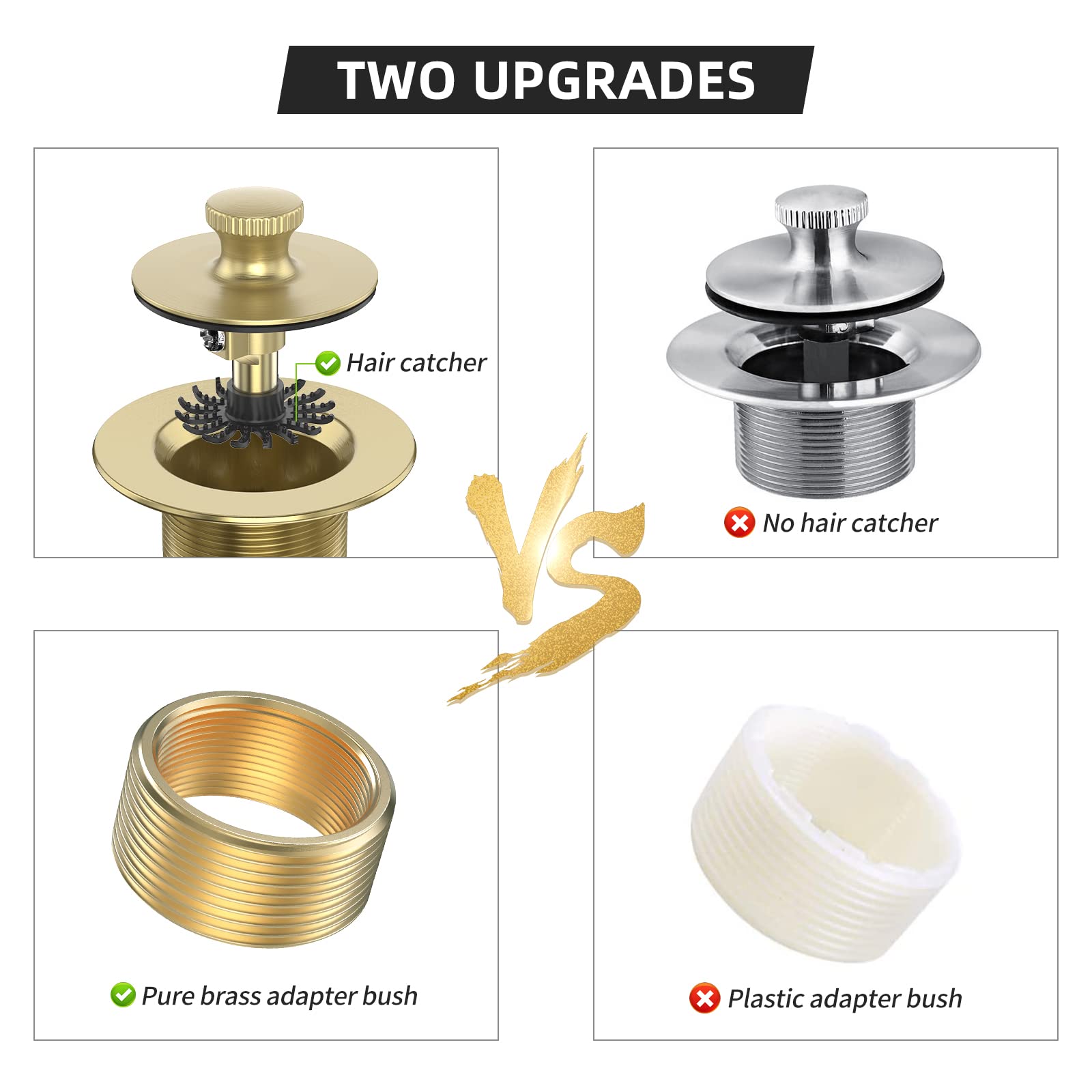 Citymoor brushed gold overflow faceplate provides a neat two-hole finish.