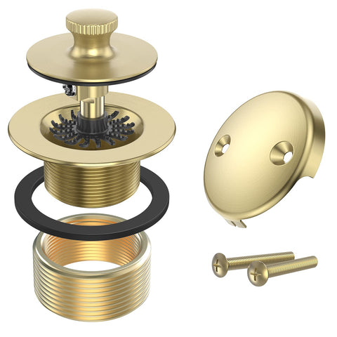 Citymoor brushed gold tub drain shows durable all-brass construction.