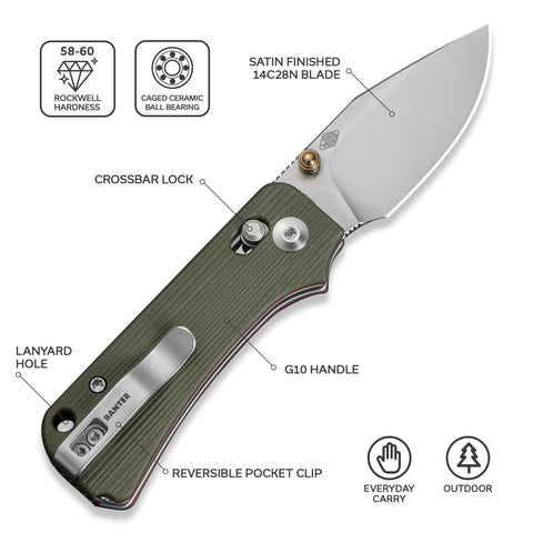 CIVIVI Baby Banter 2 milled G10 finish on handle for grip comfort