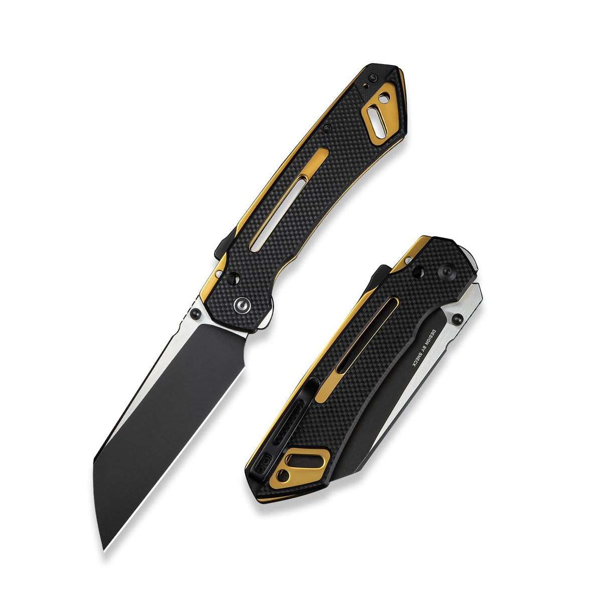 CIVIVI Buster FG blade close-up shows Nitro-V steel edge for precise cuts.