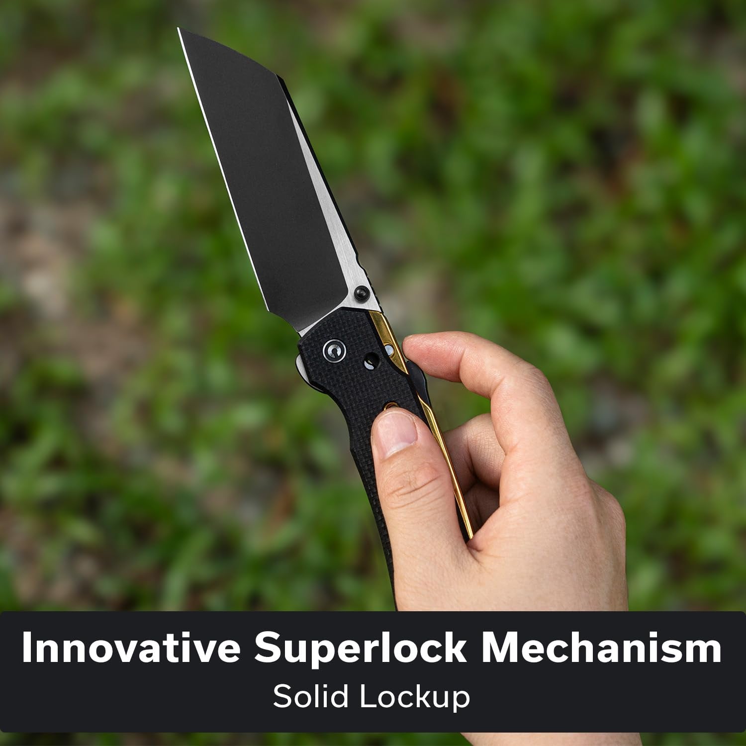 CIVIVI Buster FG Superlock in action offers reliable lockup during use.