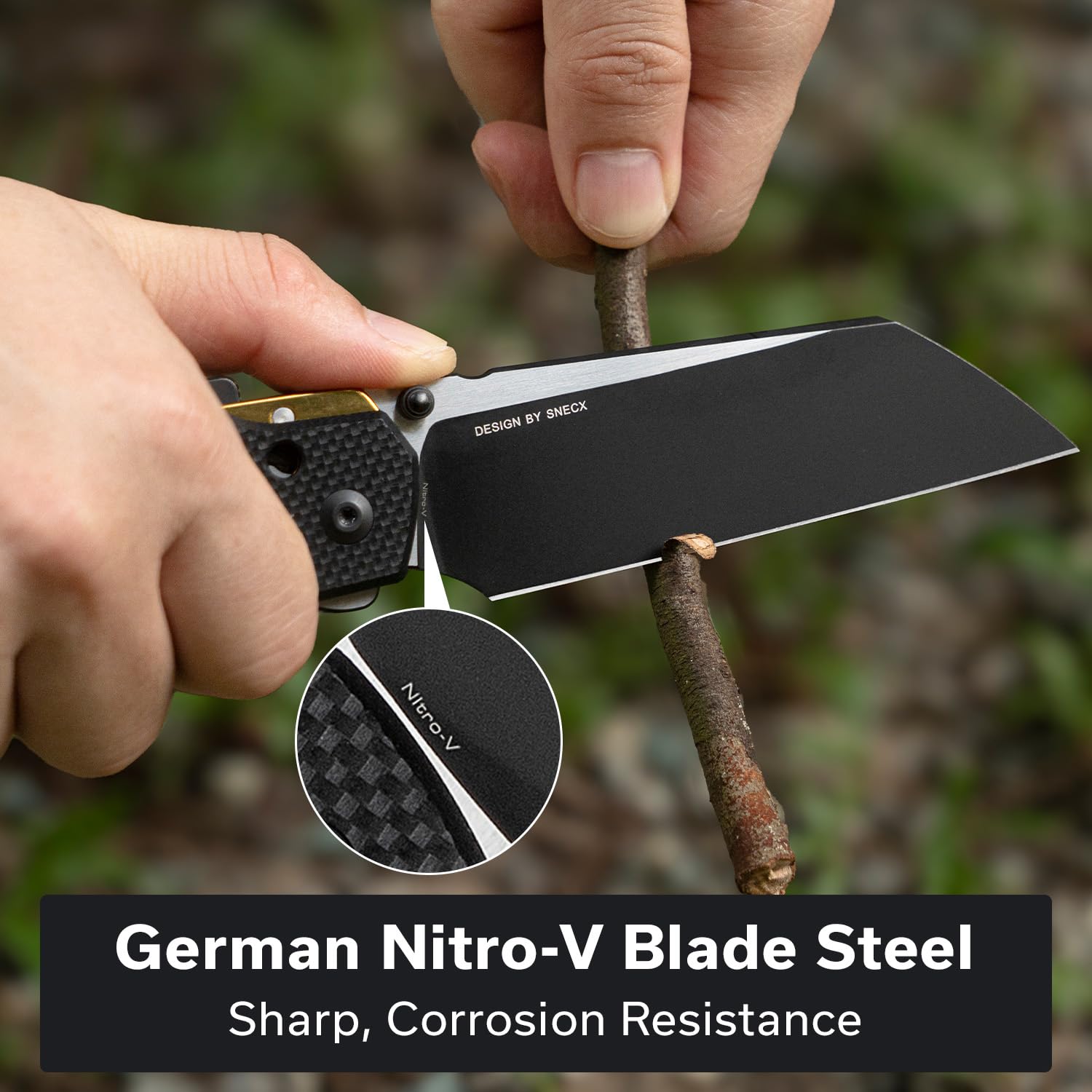 CIVIVI Buster FG thumb stud enables easy, ambidextrous opening.